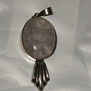 Sterling Silver Rose Quartz Oval Pendant - Pink Gemstone Necklace Charm